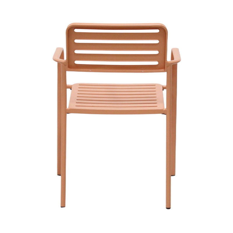 Baca - Table De Jardin + 4 Fauteuils Empilables En Métal - Terracotta