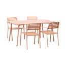 Baca - Table De Jardin + 4 Fauteuils Empilables En Métal - Terracotta