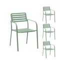 Baca - Table De Jardin + 4 Fauteuils Empilables En Métal - Vert