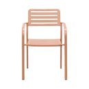 Baca - Table De Jardin + 6 Fauteuils Empilables En Métal - Terracotta