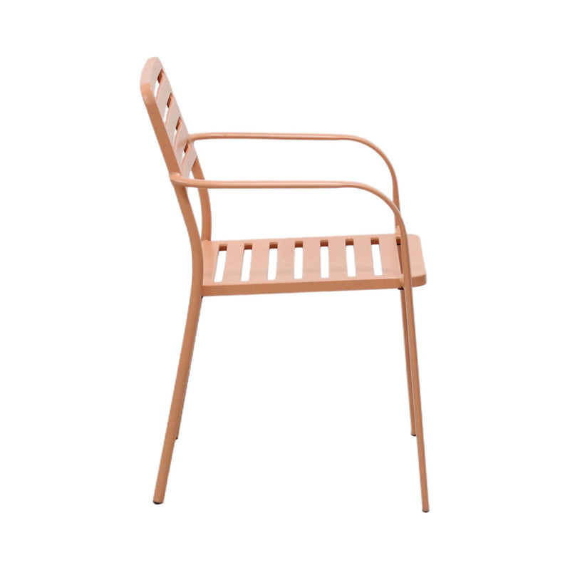 Baca - Table De Jardin + 6 Fauteuils Empilables En Métal - Terracotta