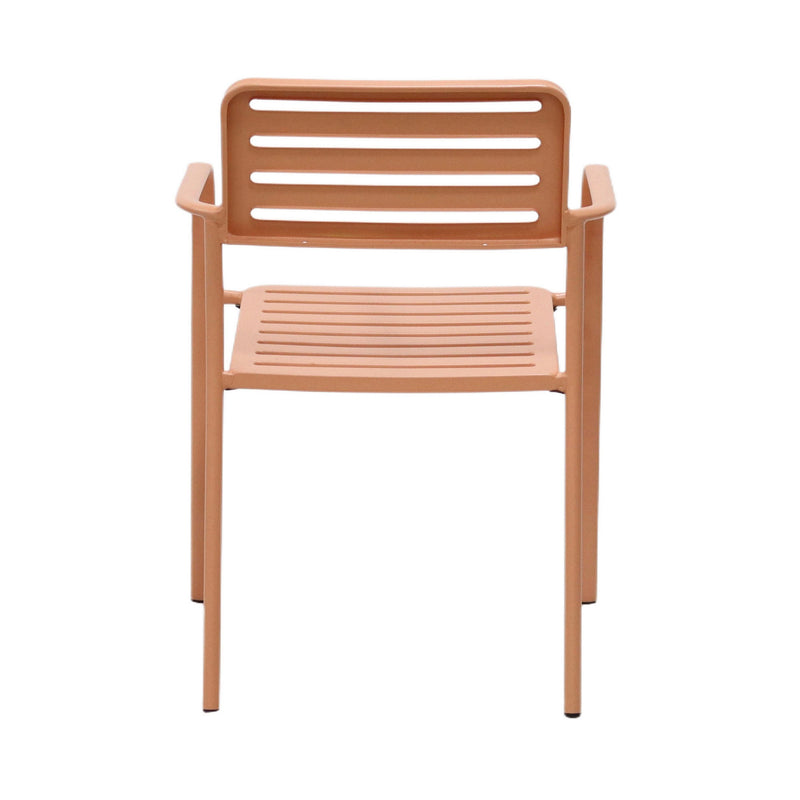 Baca - Table De Jardin + 6 Fauteuils Empilables En Métal - Terracotta