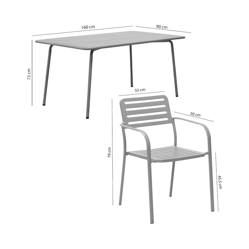 Baca - Table De Jardin + 6 Fauteuils Empilables En Métal - Vert