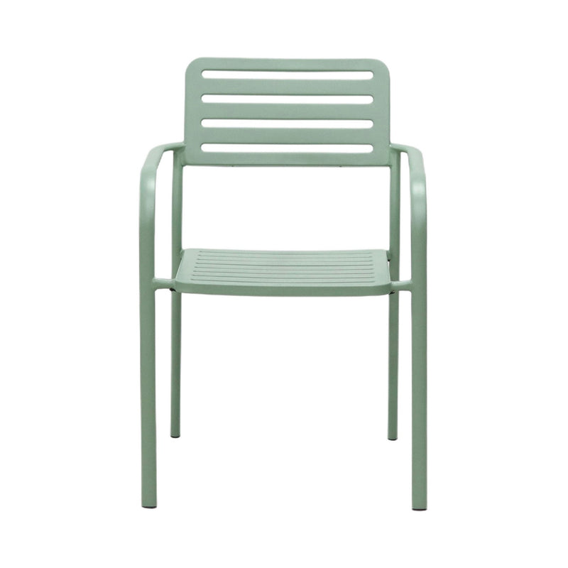 Baca - Table De Jardin + 6 Fauteuils Empilables En Métal - Vert