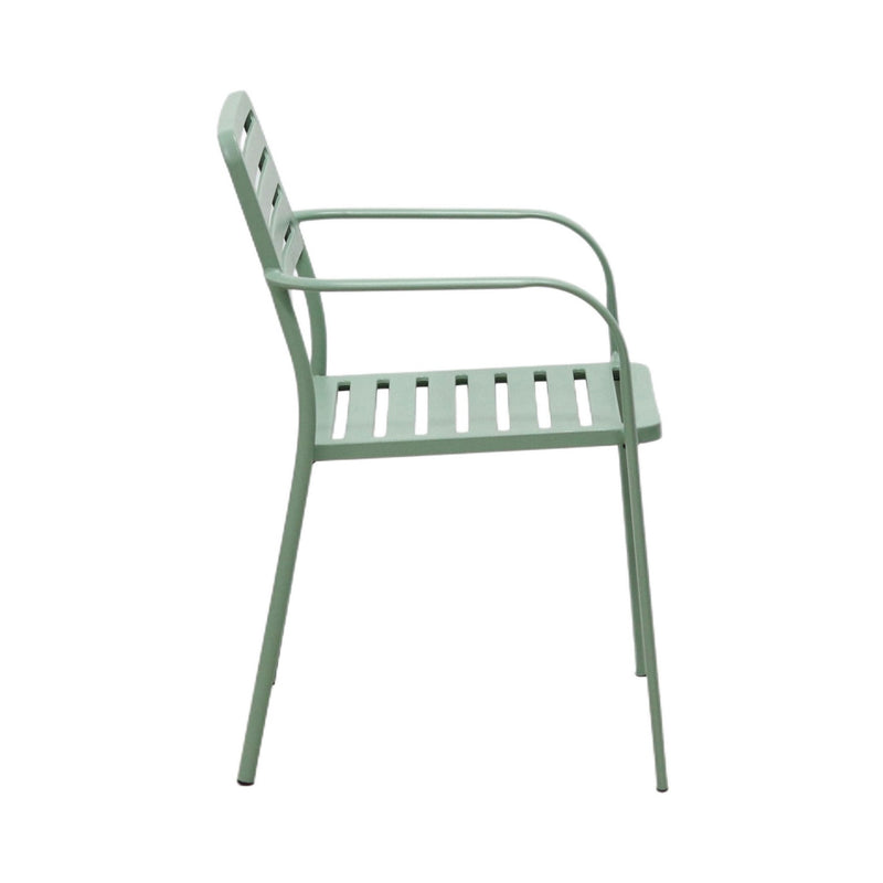 Baca - Table De Jardin + 6 Fauteuils Empilables En Métal - Vert
