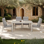 Renalo - Mesa de Jardín + 4 Sillones de Comedor de Aluminio - Taupe