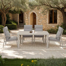 Renalo - Table De Jardin + 4 Fauteuils Repas En Aluminium - Taupe