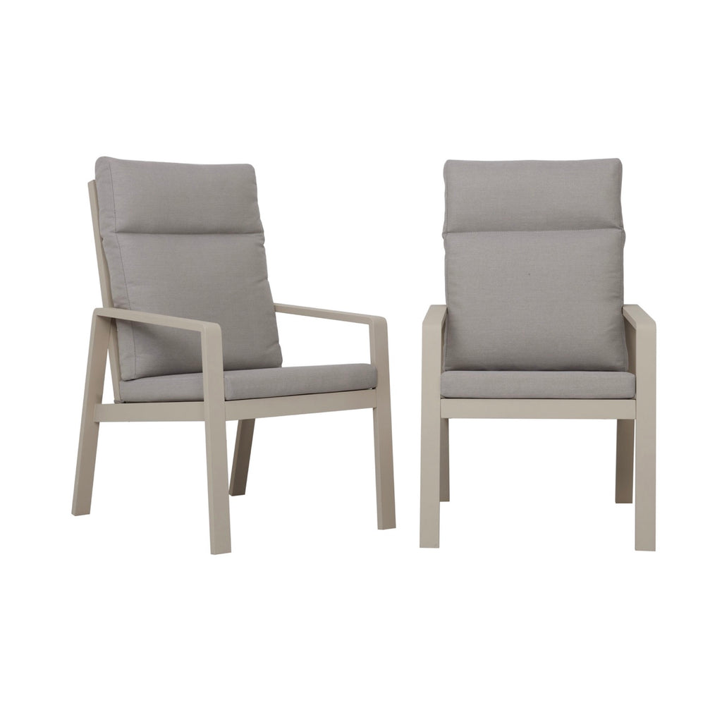 Renalo - Mesa de Jardín + 4 Sillones de Comedor de Aluminio - Taupe