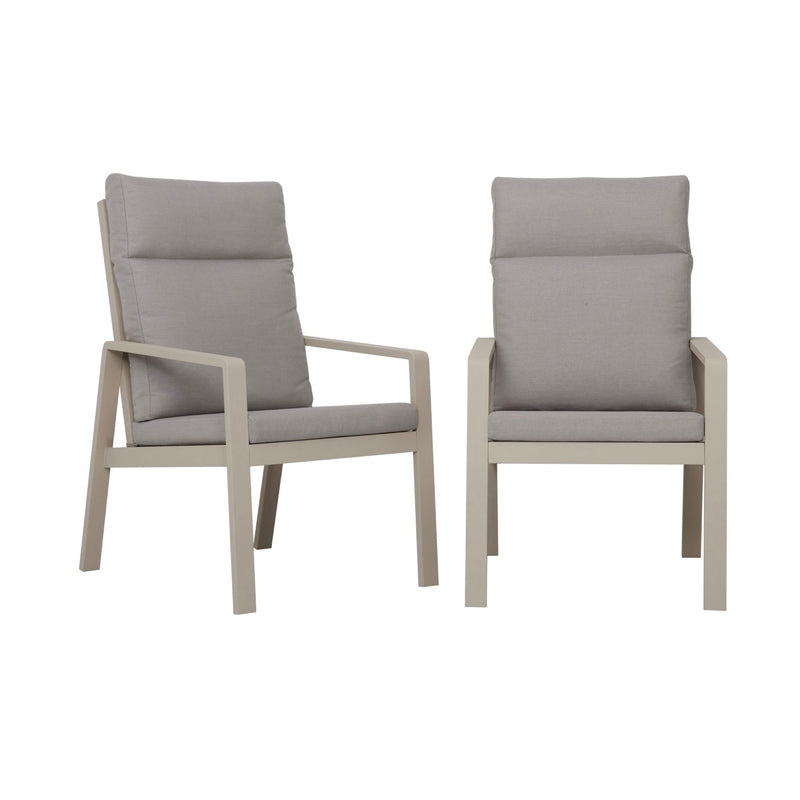 Renalo - Table De Jardin + 4 Fauteuils Repas En Aluminium - Taupe