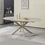 Venter - Table À Manger Extensible Pieds En Métal - Beige
