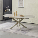 Venter - Table À Manger Extensible Pieds En Métal - Beige