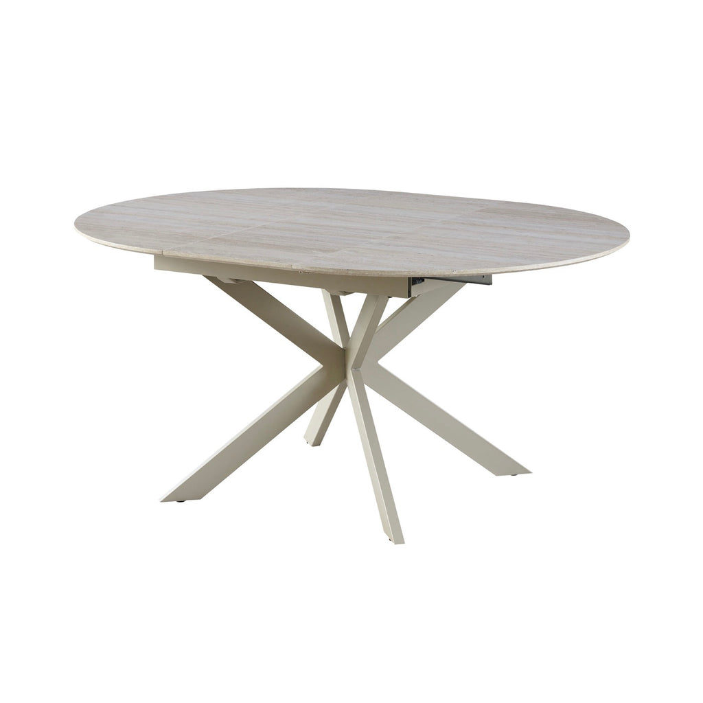 Venter - Table À Manger Extensible Pieds En Métal - Beige