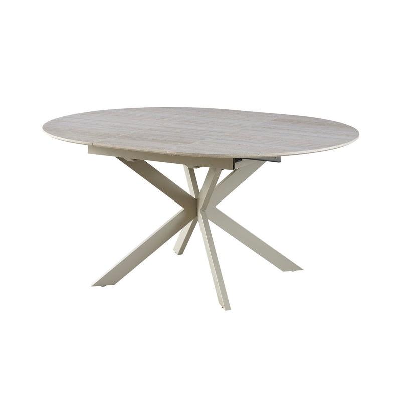 Venter - Table À Manger Extensible Pieds En Métal - Beige