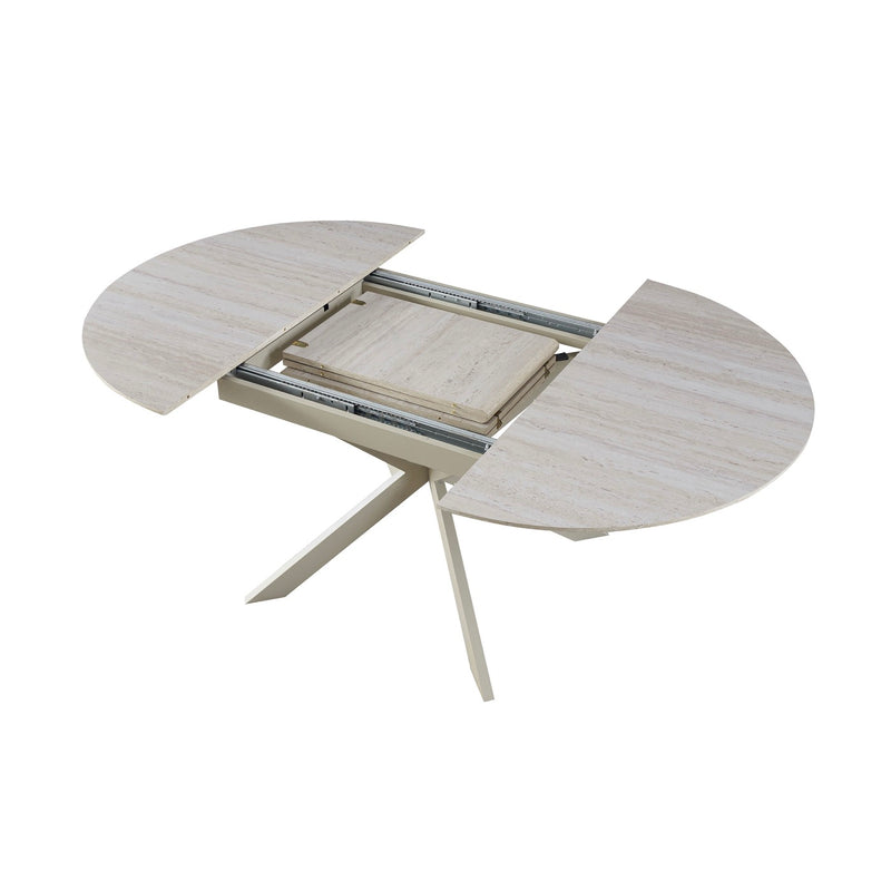 Venter - Table À Manger Extensible Pieds En Métal - Beige