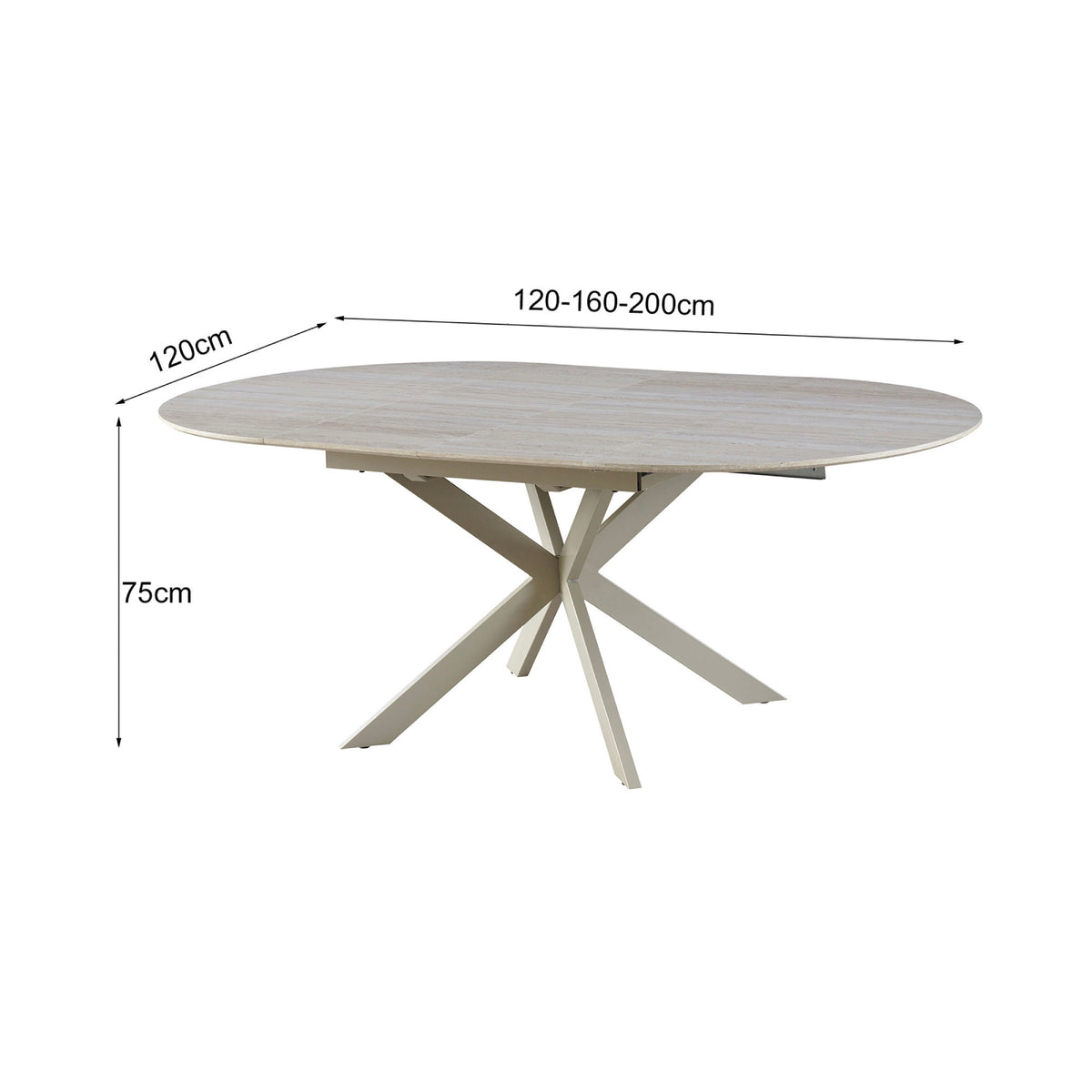 Venter - Table À Manger Extensible Pieds En Métal - Beige