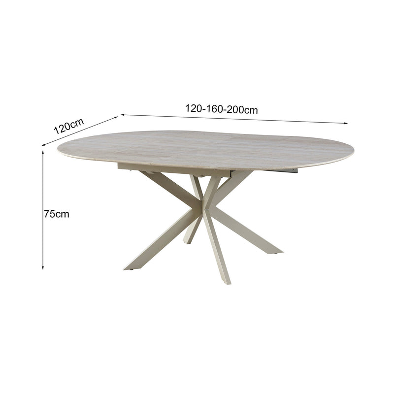 Venter - Table À Manger Extensible Pieds En Métal - Beige