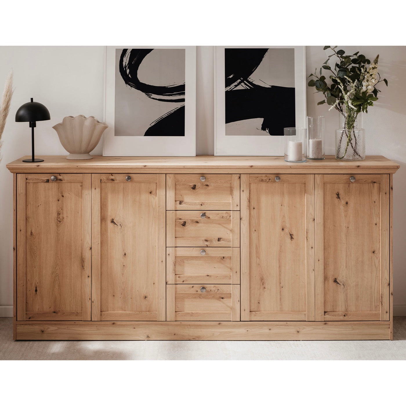Timby - Sideboard 4 Doors 3 Drawers - Oak