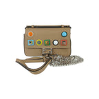Sac À Main Fendi Chain Baguette Charm Nano Cuir - Beige
