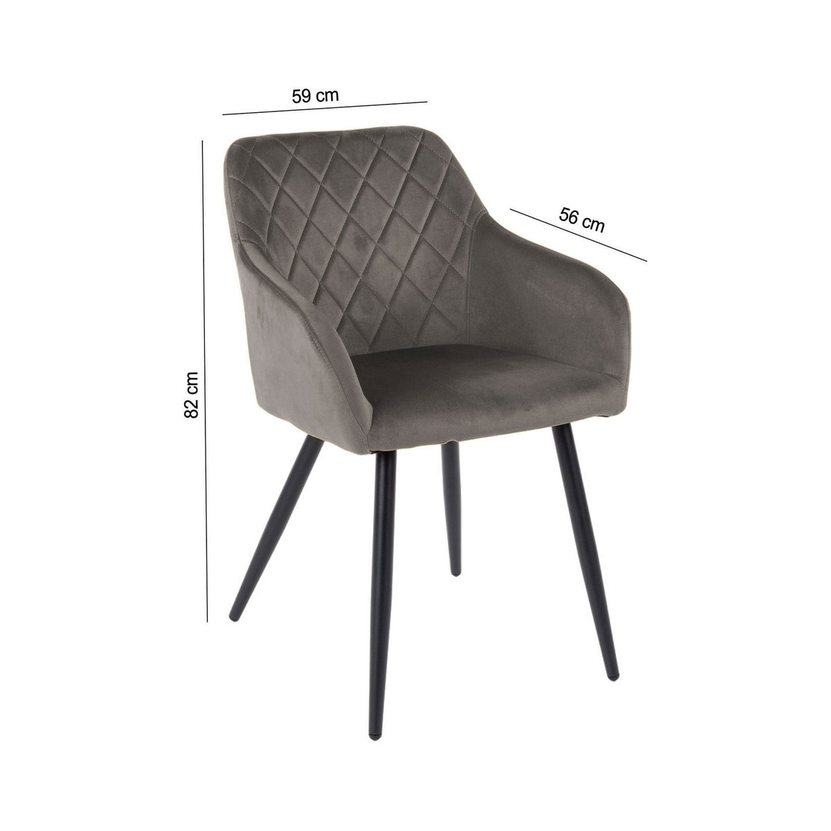 Velvet - Lot De 6 Chaises - Velours - Gris