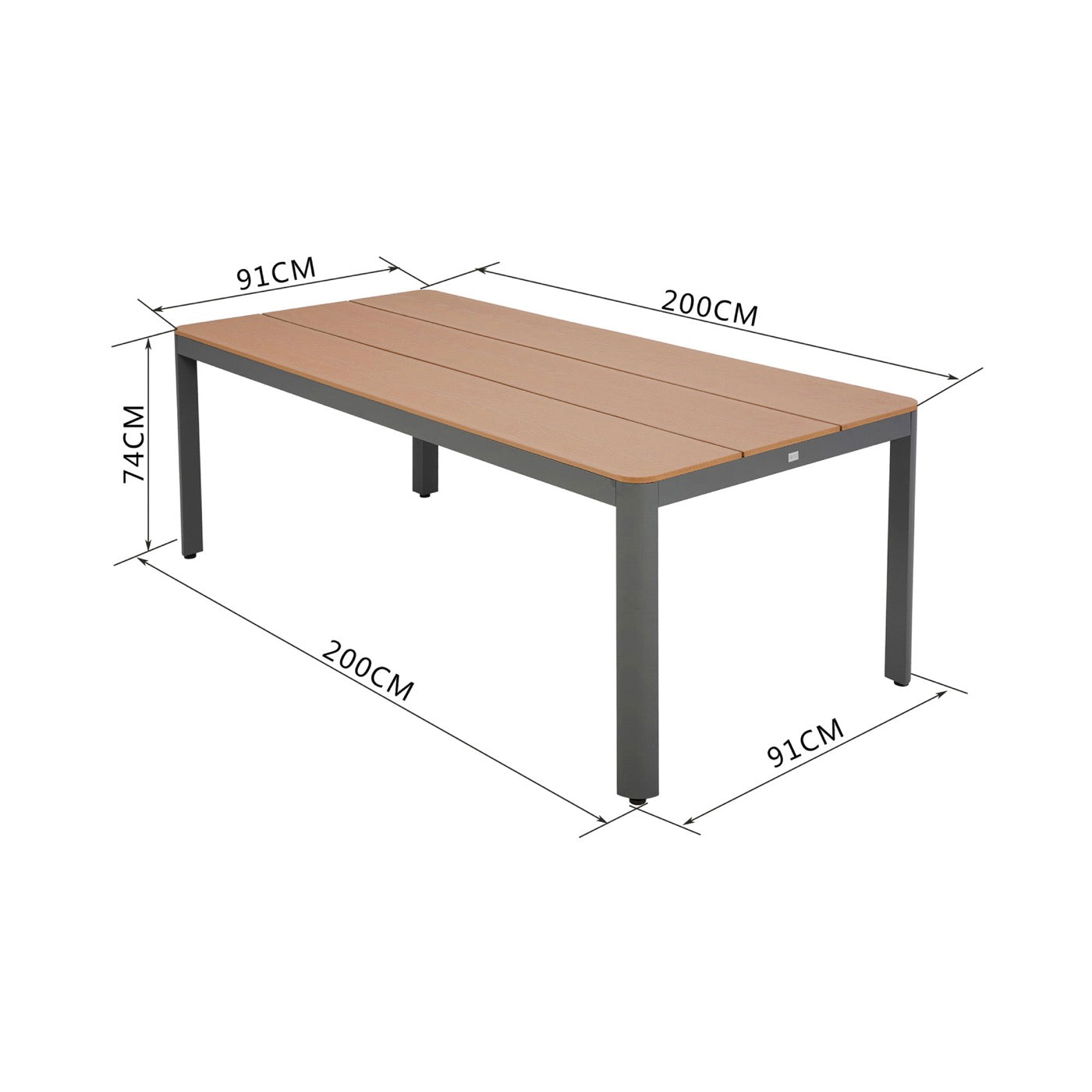 Mimizan - Conjunto Mesa de Jardín + 6 Sillas - Marrón