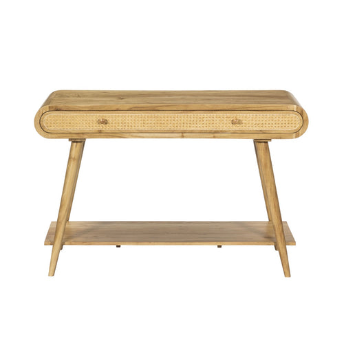 Console En Acacia Et Rotin - Naturel