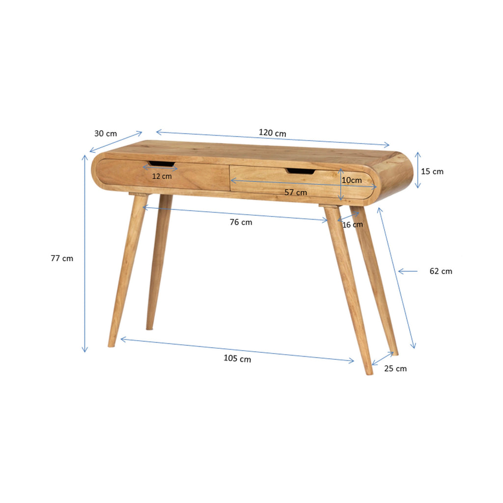 Console En Acacia Avec 2 Tiroirs - Naturel