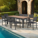Mimizan - Ensemble Table De Jardin + 8 Chaises - Marron