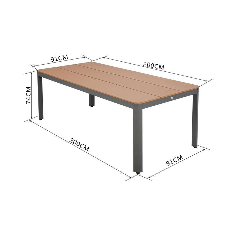 Mimizan - Ensemble Table De Jardin + 8 Chaises - Marron