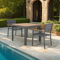 Mimizan - Ensemble Table De Jardin Carrée + 2 Fauteuils - Gris