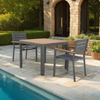 Mimizan - Ensemble Table De Jardin Carrée + 2 Fauteuils - Gris