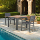 Mimizan - Ensemble Table De Jardin Carrée + 2 Fauteuils - Gris