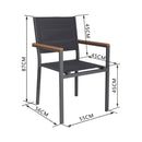 Mimizan - Ensemble Table De Jardin Carrée + 2 Fauteuils - Gris