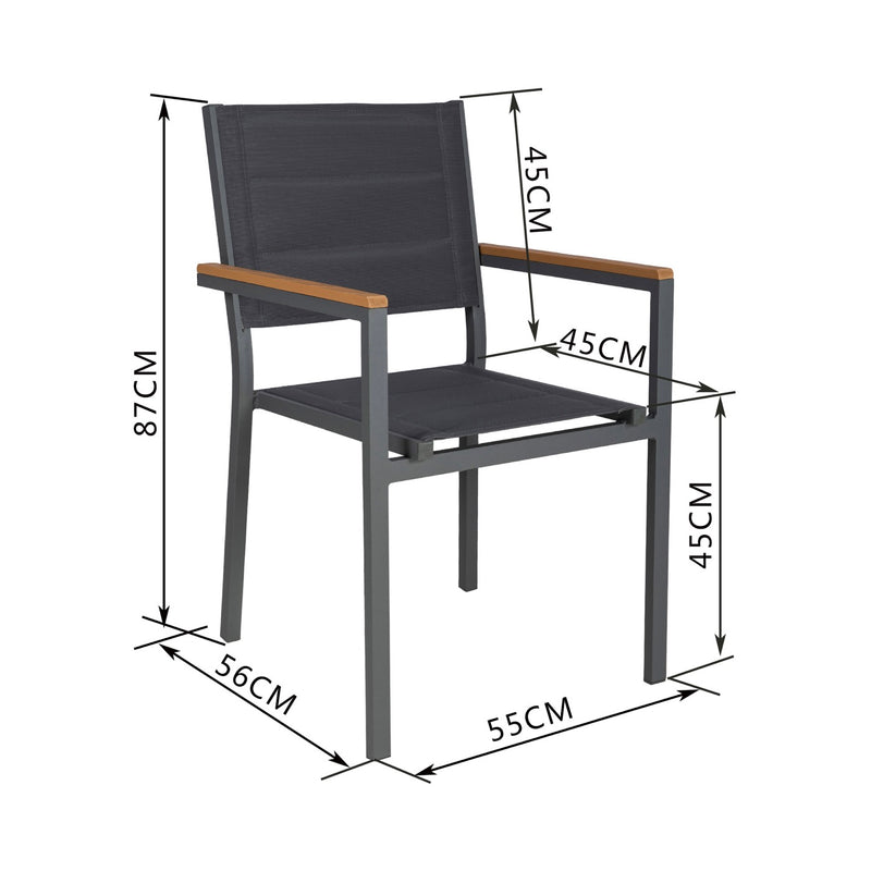 Mimizan - Ensemble Table De Jardin Carrée + 2 Fauteuils - Gris