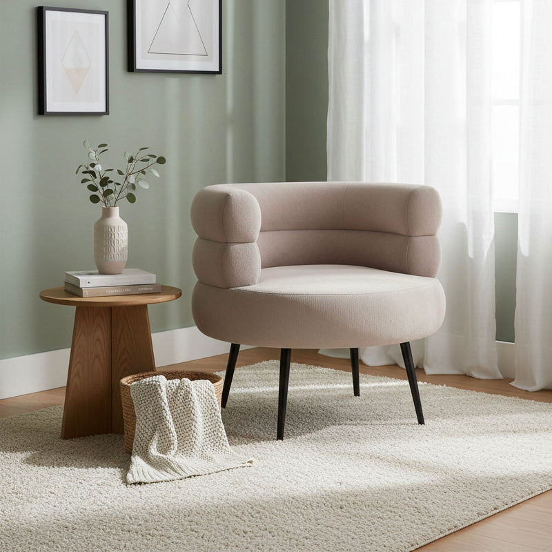 Fauteuil Vintage En Tissu - Beige