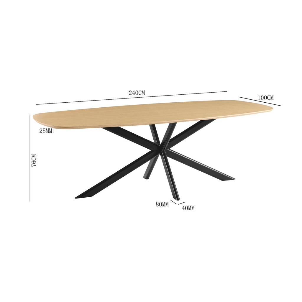 Linz - Wooden Dining Table and Metal Leg - 8 People - Oak