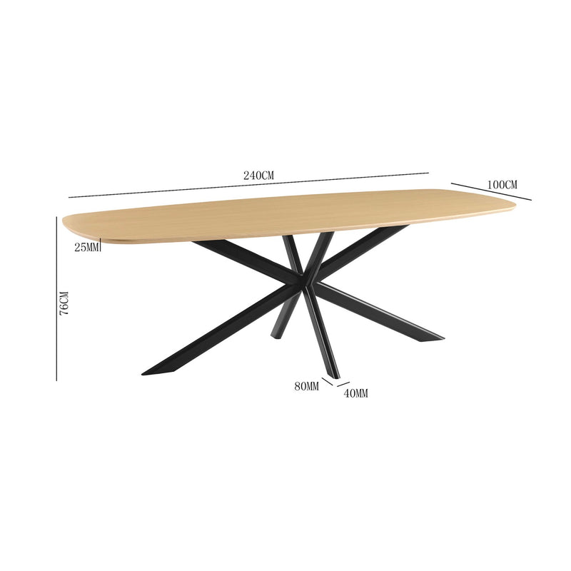 Linz - Table À Manger En Bois Et Pied En Métal - Chêne