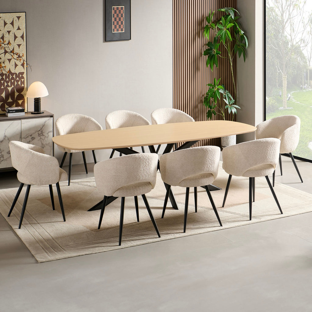Linz - Wooden Dining Table and Metal Leg - 8 People - Oak
