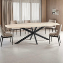 Linz - Table À Manger En Bois Et Pied En Métal - Travertin