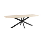 Linz - Mesa de comedor de madera y patas de metal - 8 personas - Travertino