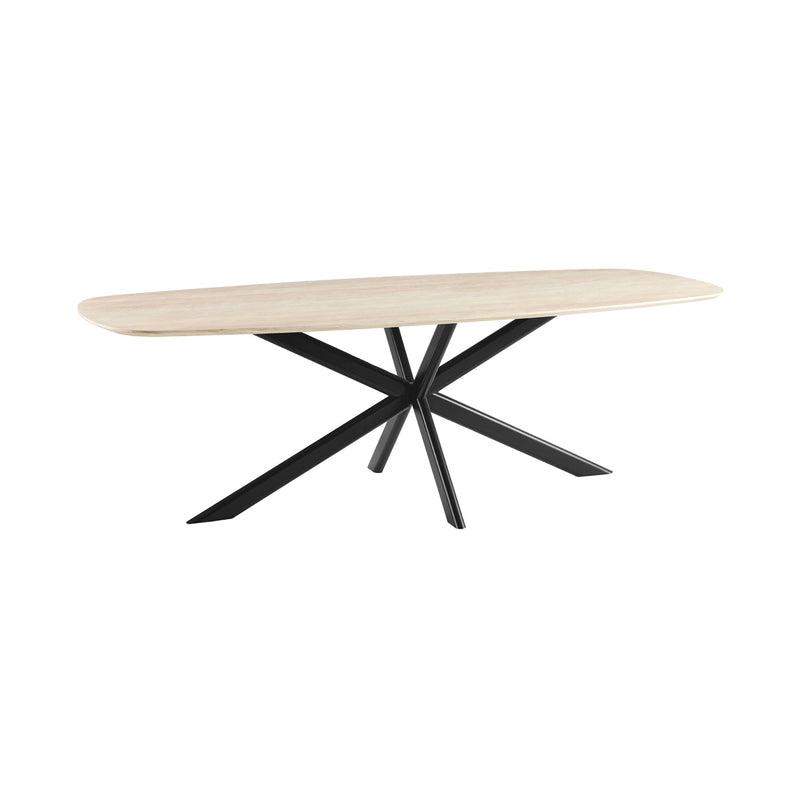 Linz - Table À Manger En Bois Et Pied En Métal - Travertin