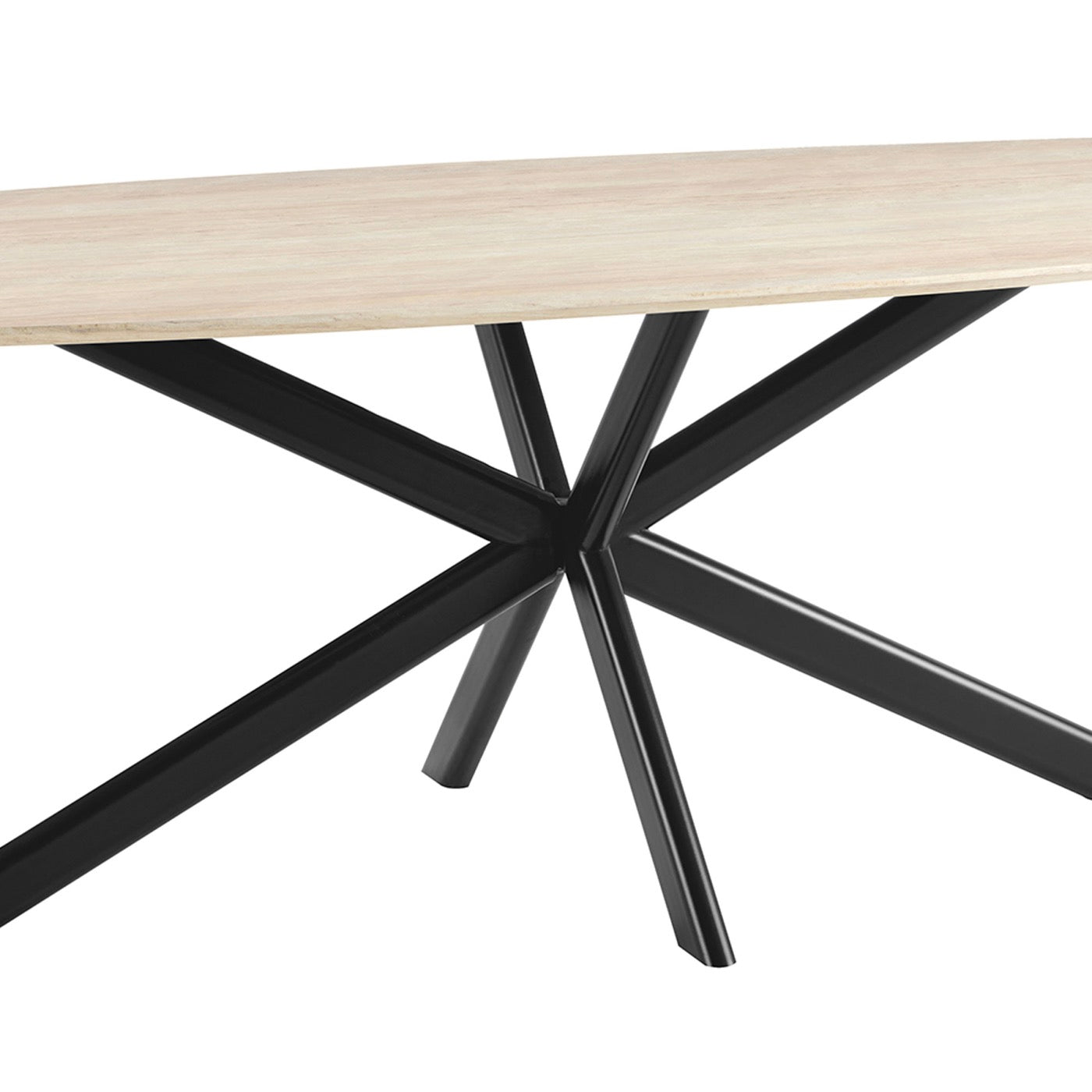 Linz - Mesa de comedor de madera y patas de metal - 8 personas - Travertino