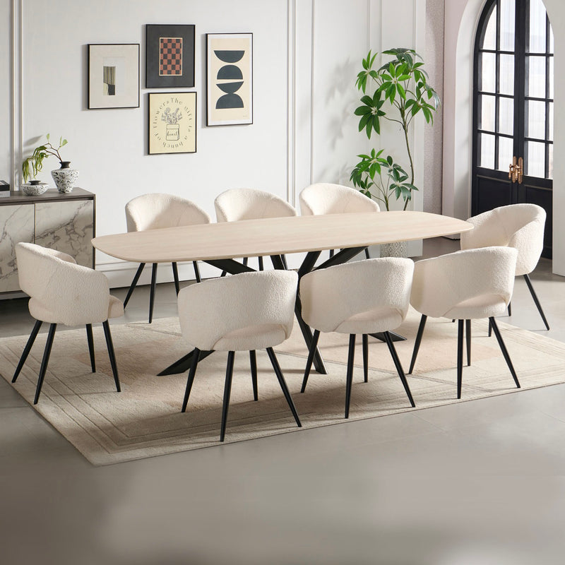 Linz - Table À Manger En Bois Et Pied En Métal - Travertin