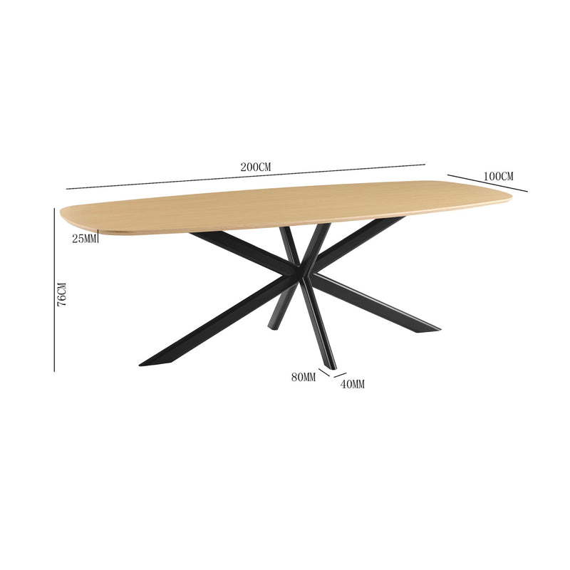 Linz - Table À Manger En Bois Et Pied En Métal - Chêne