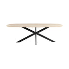 Linz - Mesa de comedor de madera y patas de metal - 6 personas - Travertino
