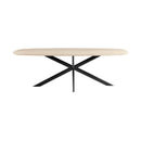 Linz - Table À Manger En Bois Et Pied En Métal - Travertin