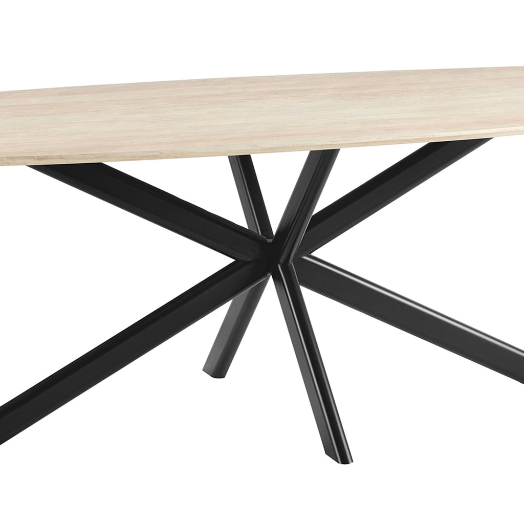 Linz - Mesa de comedor de madera y patas de metal - 6 personas - Travertino