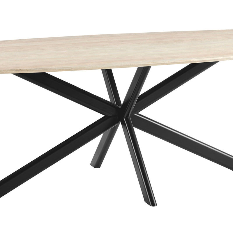 Linz - Table À Manger En Bois Et Pied En Métal - Travertin