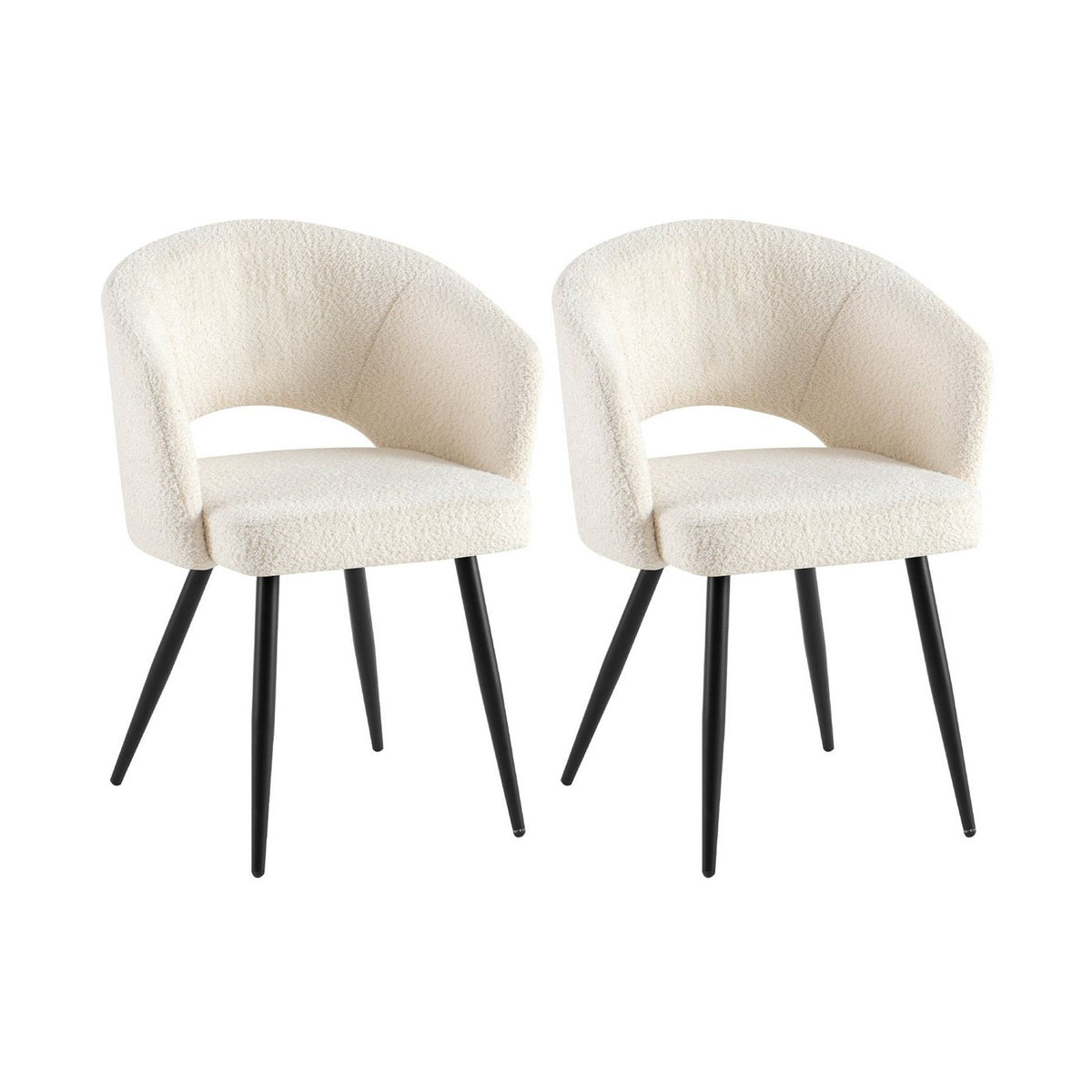 Sherpa - Lot De 2 Chaises Repas - Tissu Bouclette - Blanc