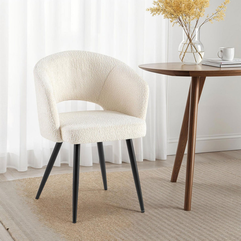 Sherpa - Lot De 2 Chaises Repas - Tissu Bouclette - Blanc