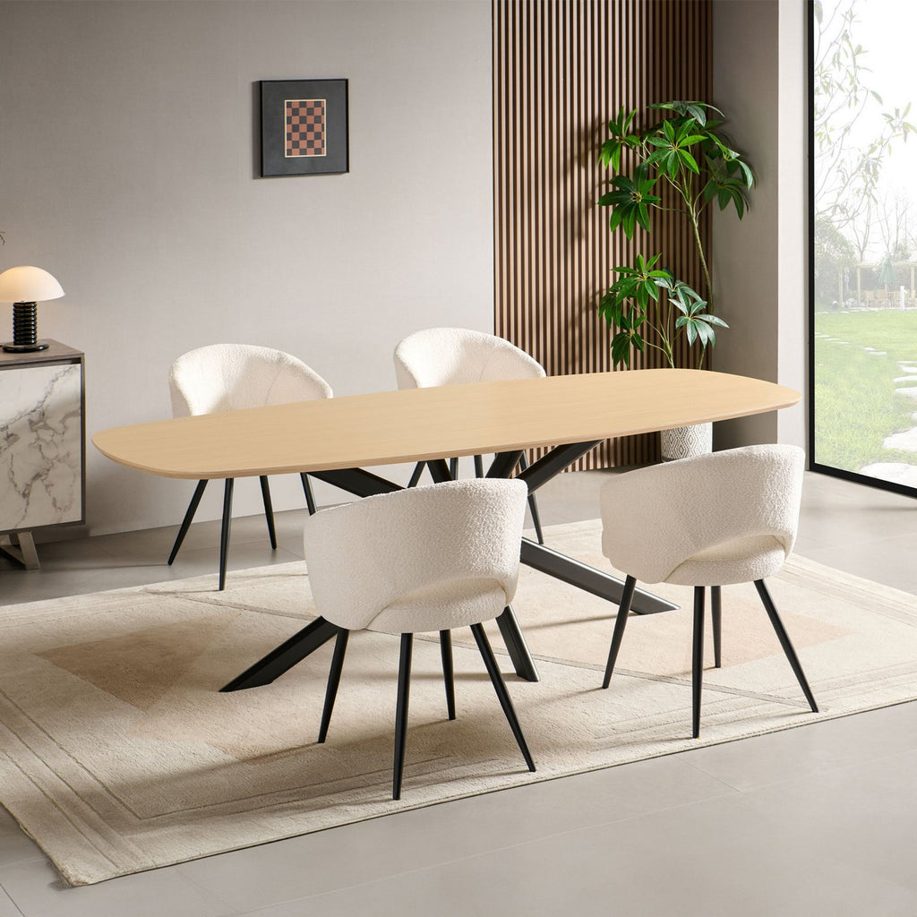 Sherpa - Lot De 2 Chaises Repas - Tissu Bouclette - Écru